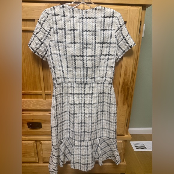 Ivy City Co Tweed Midi Dress Black White Bow Modest Feminine Size S - Picture 5 of 13